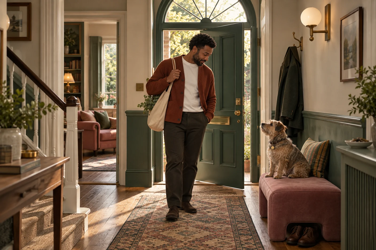 Coming home to a lived-in contemporary hallway, a reminder that a house is also a set of decisions and paperwork.
