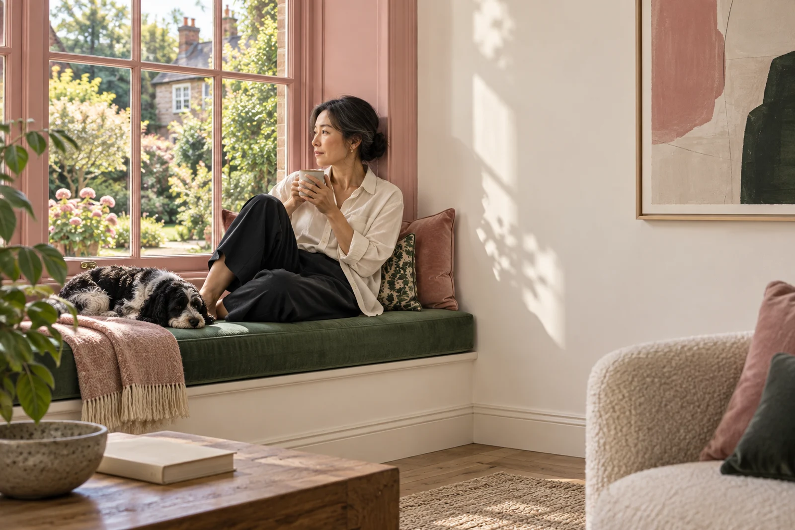 A quiet morning at home with a coffee by the window, an ordinary day the home's running costs sit behind.