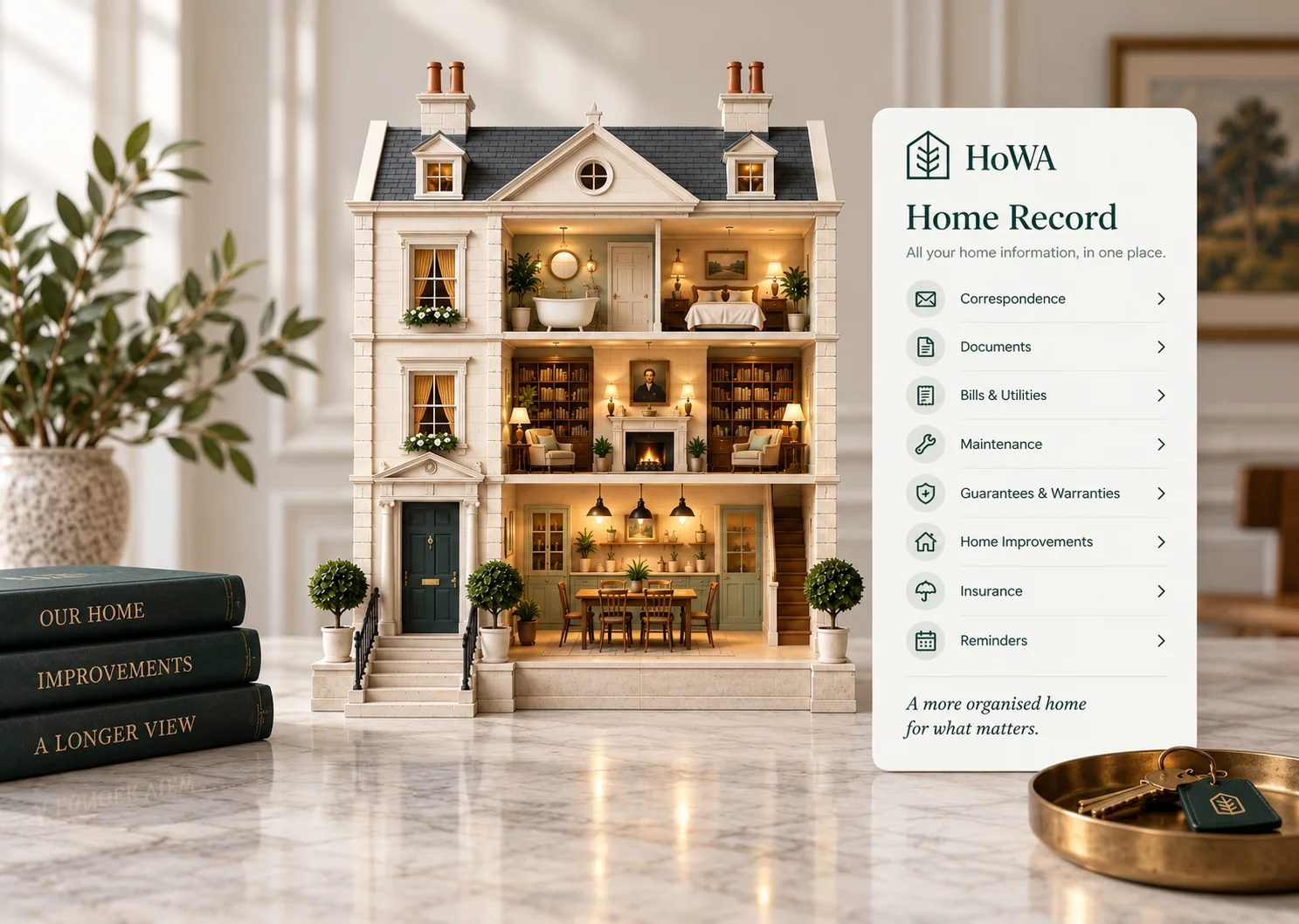 Correspondence, documents and records for one home brought together in the HoWA Home Record instead of scattered across drawers and inboxes.